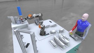 Developing Automated Assembly & Inspection Technology for Aircraft Structures (DAITAS) project - CAD model of an Assembly cell with human to robot collaboration